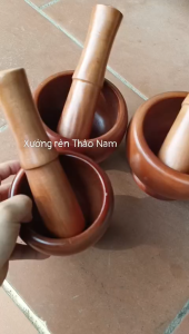 Bộ chày cối gỗ cái lu cao cấp siêu mịn an toàn cho sức khỏe - có 3 size