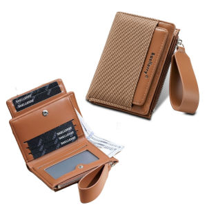 New Short Ladies Wallet With Wrist Strap Multi-Slot Money Clips Fashionable Zipper Coin Purse and Drivers License Holder