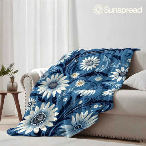 Beast Kingdom | Blue Daisy Soft Warm Flannel Blanket Lightweight Cozy Christmas Halloween Home Decor Room