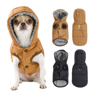 Warm Fleece Dog Coat With Hooded Waterproof Winter Pet Puppy Clothes For Small Medium Dogs Cats French Bulldog Hoodie Costume