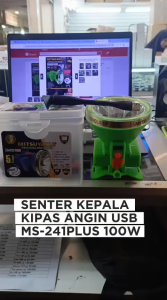 Senter Kepala Selam PowerBank + Kipas Angin USB 100 Watt Senter Kepala MITSUYAMA MS-241P PLUS Super Terang Tahan 24Jam / Senter Selam