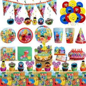 Hasbro | Kids Birthday Decoration Disposable Tableware Sesame Cups Plates Balloons Baby Shower Birthday Party Supplies Toy