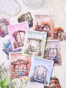 10pcs Stiker PET Seri Daerah Rahasia Dekorasi Buku Pegangan Retro Sederhana Sticker Perekat Diy Journal Scrapbook