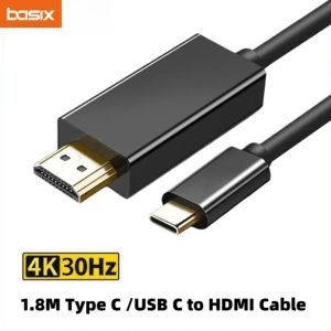 USB C to HDMI-compatible Type C Converter 1.8M Cable For Macbook Ipad Pro 4K 30HZ  Video for Macbook Pro Air iPhone 15 16 17