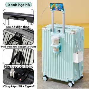 HanRui | Vali 28 inch dung tích lớn có thể mở rộng khóa kéo đôi và mật khẩu