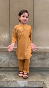 Hooneybee Asraf Almond - Setelan Koko Anak Junior [Size 2-10 Tahun] Baju Anak Laki-laki