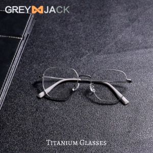 Grey Jack Frame Kacamata Model Kotak Fashion Simple Bahan Titanium Ringan Kokoh Bisa Minus Antiradiasi Blueray Bluecromic 98534