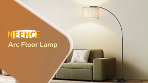 NEENCE Arc Floor Lamp for Living Room E27 Black Fishing Floor Stand Lamp - Black Gold Floor Lamps with 360° Rotatable Arm Industrial Tall Lamp Metal Material Reading Lamp for Bedroom Couch Sofa Desk