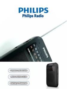 Philips | Đài Radio Mini Di Động Philips TAR1368 FM AM Phát Sóng Cho Người Cao Tuổi Máy Nghe Nhạc Bỏ Túi Thân Máy Bằng Nhựa Thời Lượng Pin Dài