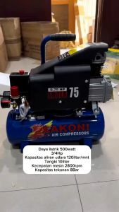Paket 4 Item !!! Mesin Kompressor Oilless 0.75HP 3/4HP Kompresor Listrik Angin Tabung 9 Liter Silent LAKONI BASIC 550 SDS