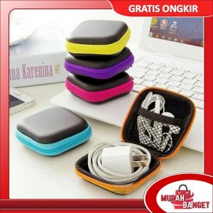 Murah Banget - Dompet Headset & Koin Petak / Pouch Penyimpanan Headset / Pouch 2 Warna Persegi / Earphone Pouch Serbaguna
