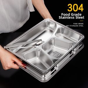 BAICHANG | Deepened Segmented Stainless Steel Tray With Cover