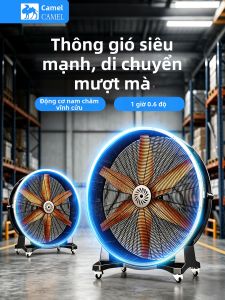 CAMEL | Quạt Sàn Công Nghiệp Cao Cấp Công Suất Cao BLDC 1200W 24 Inch Luồng Gió Lớn Di Chuyển Dễ Dàng Cho Nhà Máy Phòng Tập Thể Dục Kho Hàng