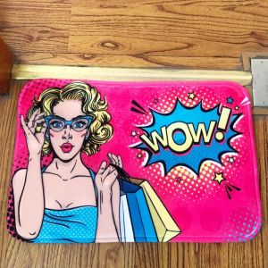 VIKAMA Live Laugh Love Pink Heart Meme Doormat Soft Flannel Non Slip Entrance Mat Bedroom Home Decor Welcome Floor Mat