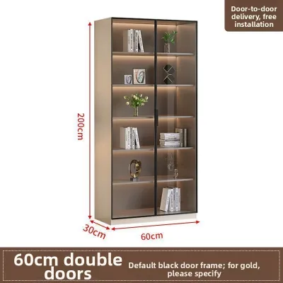 Luxurious Wooden Bookcase with Glass Doors