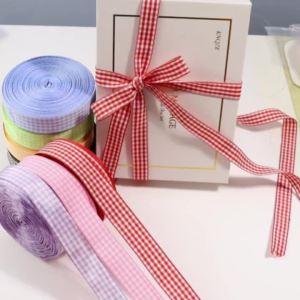 Ruy Băng Gingham 10 Thước Chất Liệu Polyester Họa Tiết Lưới Nhiều Kích Thước Dùng Trang Trí Đám Cưới Tiệc Tùng Giáng Sinh Gói Quà Trang Trí Nhà Cửa
