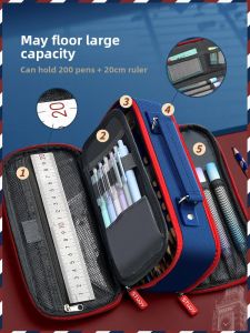 MONLEYTA | British Style Large Capacity Canvas Pencil Case Boys Girls Elementary School Stationery Box Simple High Aesthetic Value