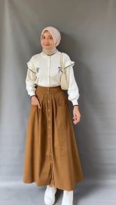 Rok Nuna Skirt Korean Style Cotton Twill Combed Stretch - Rok Panjang Wanita Terbaru