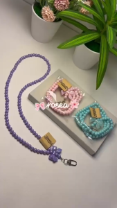 Ribbon Beaded ID Lanyard Cute Handmade Neck Strap for Card Holder