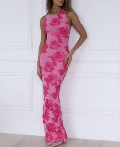 ตาข่ายสามมิติดอกกลาง GY25164เดรสแบบพันสะโพกเซ็กซี่ยุโรปและอเมริกา