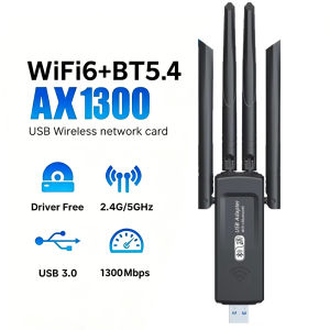 kebidumei | KEBIDUMEI 1300Mbps WiFi Adapter Network Card Dual Band 2.4G/5GHz Bluetooth 5.4 Wireless Receiver Transmitter For Desktop Laptop
