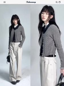 NAPSNAPS | Áo Cardigan Knit Cổ Polo Hai Màu
