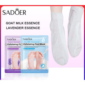 SADOER Exfoliating Foot Mask Goat Milk Lavender Essence Dead Skin Remover Peeling Foot Care Mask For Cracked Heels Dry Feet