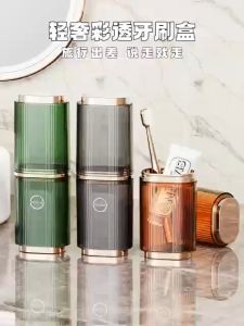 Travel Toothbrush Toothpaste Case Container Double Mouthwash Cup