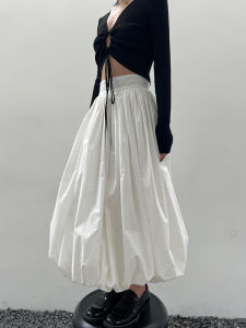 Womens A-Line Midi Skirt Spring Summer Polka Dot Pleated Gauze High Waist Slim Fit Casual Business Office Work Skirts