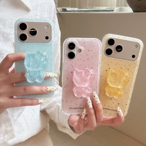 Sanrio | Korea Splashed Ink 3D Crystal Sanrio Hello Kitty Stand Shockproof Phone Case For iphone 17 16 15 14 Pro Max TPU Protective Cover