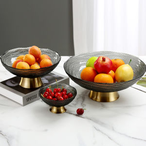 Luxurious Glass Fruit Tray Simple Modern Living Room Decorative Piece High Footed Front Desk Home Use Snack Storage Tray