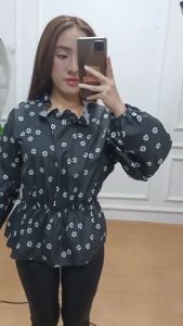 PROMO FLORAL BLOUSE / ATASAN WANITA MOTIF BUNGA PINGGANG KERUT KOREAN STYLE