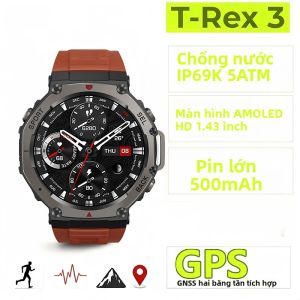 Đồng Hồ Thông Minh T-Rex 3 Ultra GPS Hỗ Trợ Hai Băng Tần GNSS La Bàn Đo Độ Cao Chống Nước 5ATM IP69K Màn Hình AMOLED Gọi Điện Thể Thao Quân Sự Dành Cho Nam