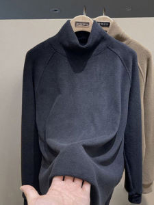 เสื้อยืดคอกลมแขนยาวทรงหลวมสำหรับผู้หญิงในฤดูหนาว เสื้อชั้นในขนแกะสองหน้า อบอุ่น เสื้อผ้าทำงานสไตล์เกาหลี สีพื้น