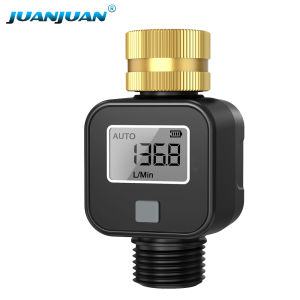 Water flow meter with brass thread suitable for RV water tank filling garden hose watering lawn sprinkler.