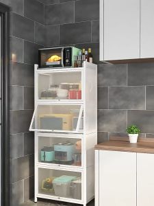 Kitchen Rack Storage Cabinet With Door Floor-standing Multi-layer Microwave Oven Pot Rack Sideboard Cabinet