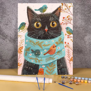KAYOU | Oil Painting By Numbers Set Cartoon Cat Picture Number Drawing on Frameless Canvas Anime 40x50 Acrylic Paint Home Decor Wall Art