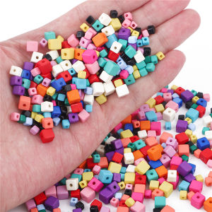 Bright Macarons Colors Acrylic Cubic Square Beads Loose Spacer Beads For Bracelet Necklace Keychain DIY Jewelry Craft Making