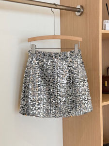 New Year Glittery Versatile Half-length Skirt Autumn Winter Elegant Short Wrap-around Skirt Womens Fashion Sparkling Mini Skirt