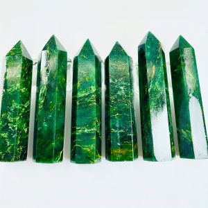 Natural Emerald Single Pointed Quad Natural Wand Tower Interior Decoration Meditation Energy Holiday Gift
