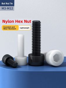 BAIRUITE | Nylon Plastic Hex Socket Screw Black Cup Head Bolt Insulated Screw