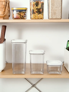 BPA Free Food Storage Containers 🏠 4-Sizes Set Stackable & Airtight Keep Dry Food Fresh Kitchen Pantry Organizer