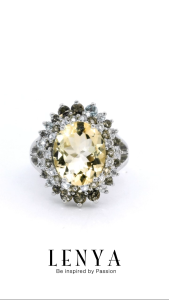 LENYA แหวนพลอยซิทริน ช่วยเรียกทรัพย์ สดใส พลังบวก ขนาด 12x10 มิล ตัวเรือนเงินแท้925 ชุบทองคำขาว