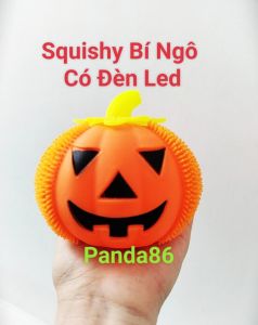 1 SquiShy Bí Ngô Halloween Có Đèn Led Phát Sáng - Dùng Trang Trí Lễ Hội Halloween - Squishy Mềm Dẻo - Đồ Chơi Giảm Stress