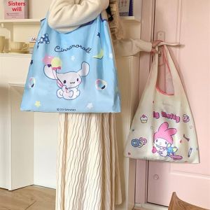 Sanrio Authentic Bag Factory Cute Kuromi Girls One-Shoulder Foldable Large Capacity Shopping Bag