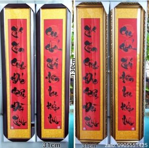 Bộ 2 khung hoành phi câu đối . Câu đối thư pháp. câu đối tết bàn thờ gia tiên.