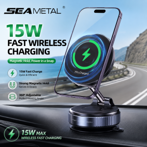 SEAMETAL | SEAMETAL Strong Magnetic Car Phone Holder Foldable 360° Rotation Multi-scene application 15W Vacuum Suction Wireless Charger
