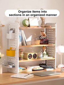 BMZAR Kitchen Countertop Pegboard Organizer Rack 3 Tier Multifunction Storage Shelf DIY Kitchen Rack Space Saving Seasoning Rack with Hooks and Holder