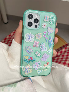 Original Ins Style Oil Painting Butterfly Phone Case Cute Cartoon Durable Silicone Soft Shell Compatible with  16 17Pro Max