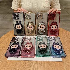 สำหรับ Samsung Galaxy A15 A05 A05S A06 A16 A53 A73 A54 A34 A52 A26 A14 A02 A04 Note 10บวก Labubu ขาตั้งกระจกเคสโทรศัพท์